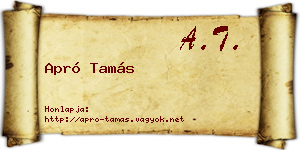 Apró Tamás névjegykártya