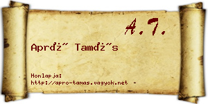 Apró Tamás névjegykártya